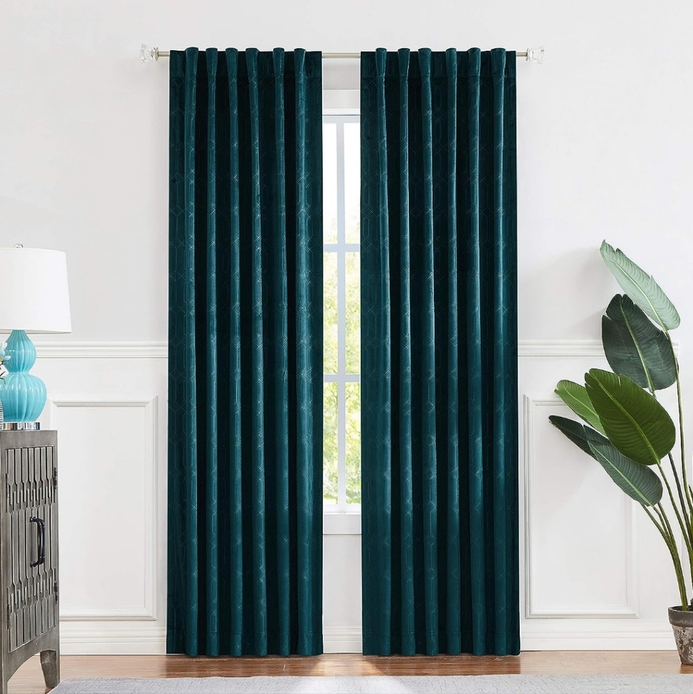 Teal Velvet Curtains 52x84